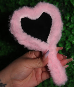 PINK HEART PLUSH MIRROR