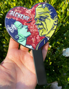 ALCHEMY SMALL BLACK HEART HANDHELD MIRROR